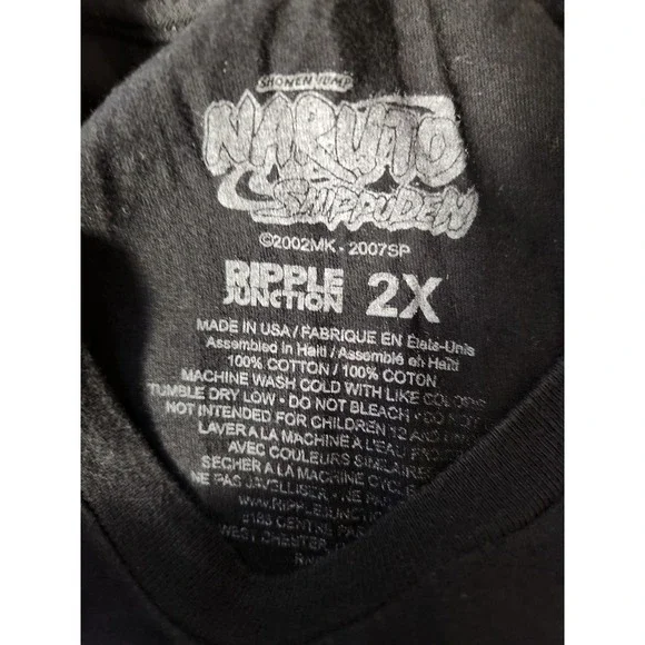 Naruto Shippuden Sasuke T-Shirt Ripple Junction Men's 2X Black Graphic Anime Tee - Picture 8 of 11